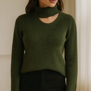 Wayf Green Knit Turtleneck Cutout Sz XS